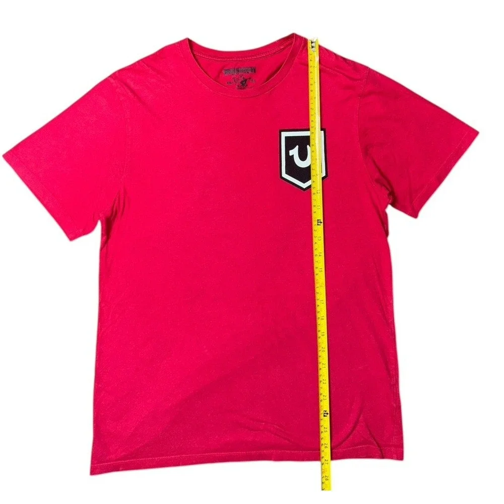 True Religion Men's S Red Tee Shirt‎ Buddha Guitar Print Logo Y2K Style